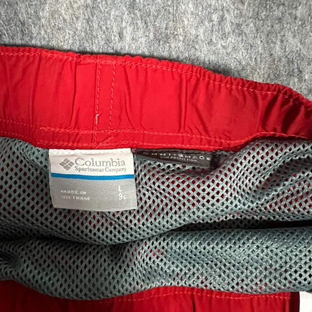 Columbia Omni‎ Shade Sun Protection Men's Swim Shorts Size L Red Belted Waist